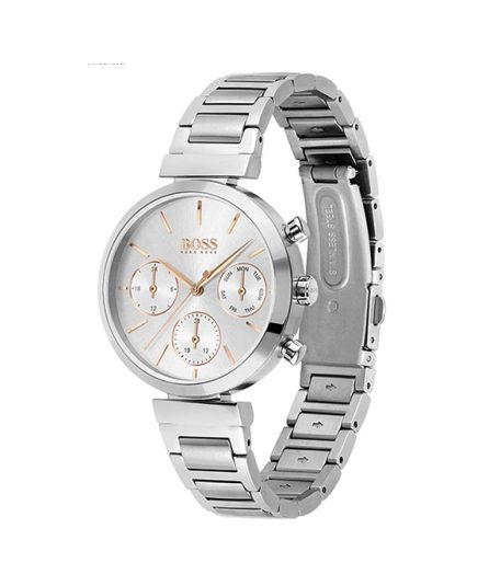 Hugo Boss Flawless Horloge Silver/Rose gold Steel silver dial 36mm Women's watch 1502530