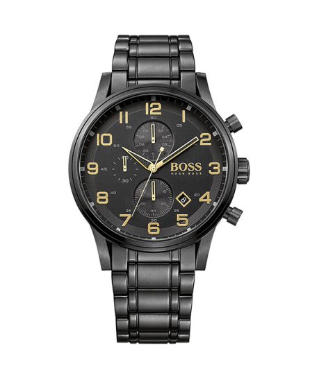 Hugo Boss Aeroliner Black Steel black dial 44mm Men's watch 1513271