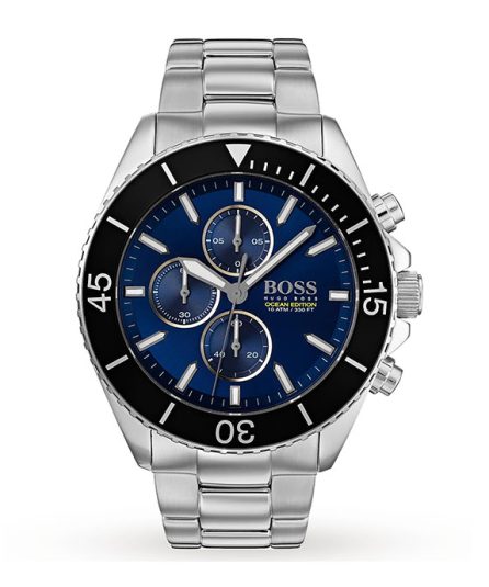 Hugo Boss Ocean Edition Silver Steel blue dial 44mm Men's watch 1513704