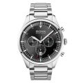 Hugo Boss Pioneer Silver Stainless Steel Black Dial 44mm Men's Watch 1513712