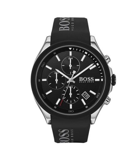 Hugo Boss Velocity Black Silicone Black Dial 44mm Men's Watch 1513716