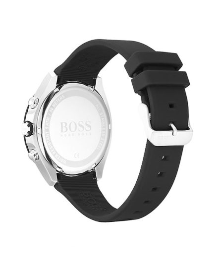 Hugo Boss Velocity Black Silicone Black Dial 44mm Men's Watch 1513716