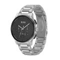 Hugo Boss Contemporary Silver Steel Black Dial 42mm Men's Watch 1513762