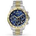 Hugo Boss Hero Silver Steel Gold Twotone Blue Dial 44mm Men's Watch 1513767