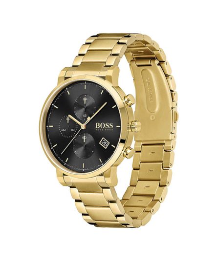 Hugo Boss Integrity Gold Steel black dial 42mm Men's watch 1513781