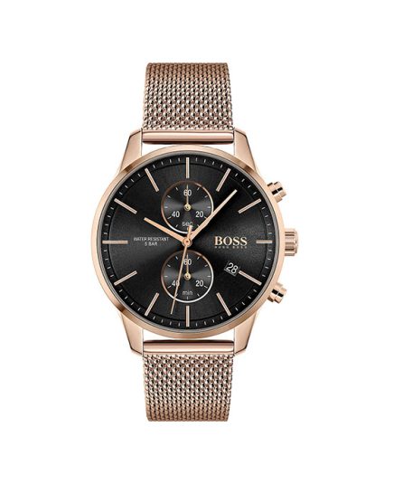 Hugo Boss Associate Rose gold Steel black dial 42mm Men's watch 1513806