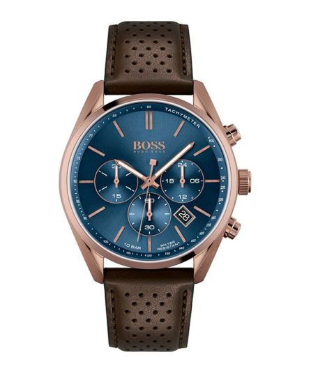 Hugo Boss Champion Brown Leather blue dial 44mm Men's watch 1513817