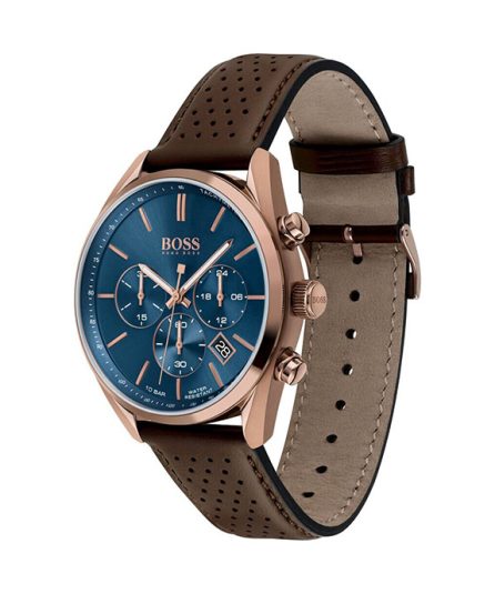 Hugo Boss Champion Brown Leather blue dial 44mm Men's watch 1513817