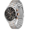 Hugo Boss Champion Silver/Rose Gold Steel Black Dial 44mm Men's Watch 1513819