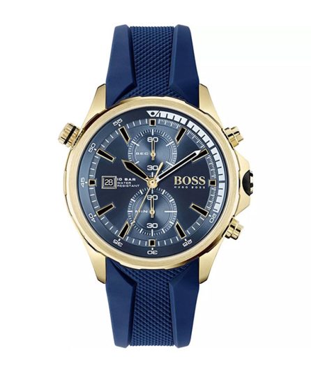 Hugo Boss Globetrotter Blue Silicone blue dial 44mm Men's watch 1513822