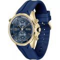 Hugo Boss Globetrotter Blue Silicone blue dial 44mm Men's watch 1513822