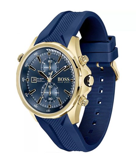 Hugo Boss Globetrotter Blue Silicone blue dial 44mm Men's watch 1513822