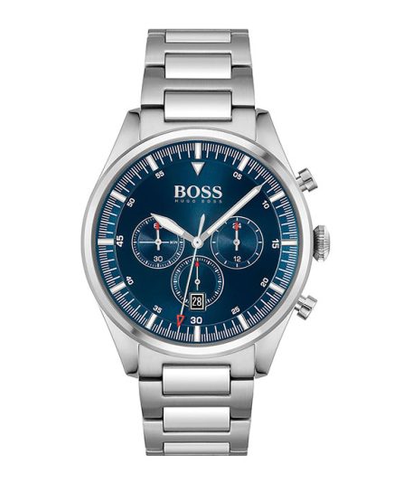 Hugo Boss Pioneer Silver Steel blue dial 44mm Men's watch 1513867