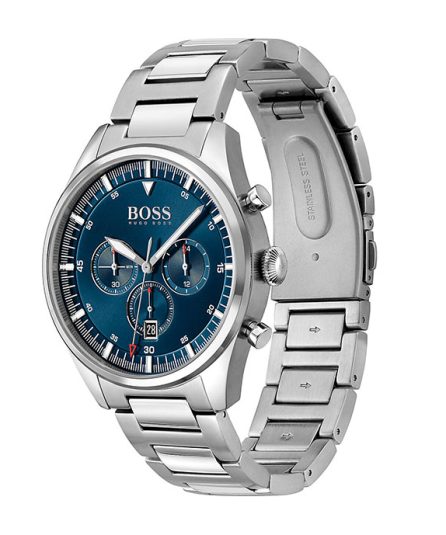 Hugo Boss Pioneer Silver Steel blue dial 44mm Men's watch 1513867