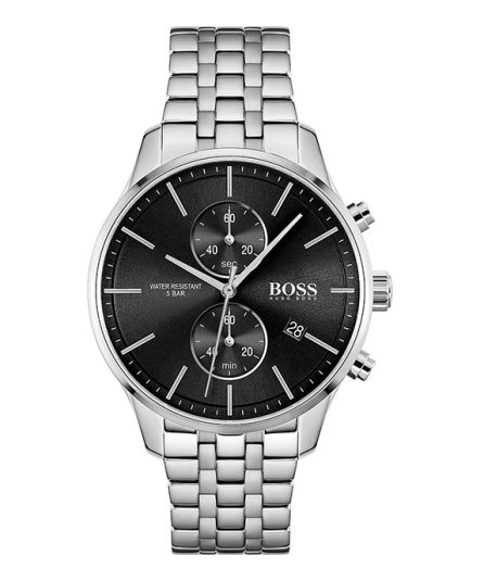 Hugo Boss Associate Silver Stainless Steel Black Dial 42mm Men's Watch 1513869