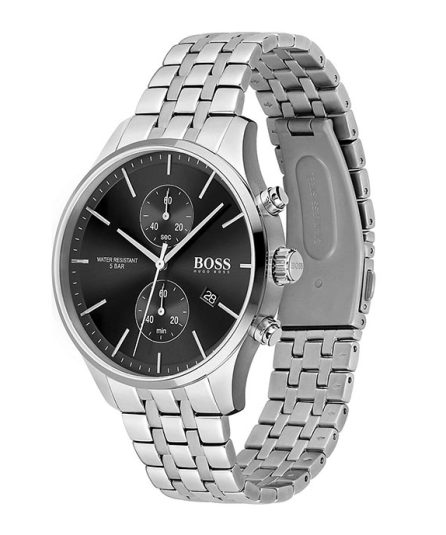 Hugo Boss Associate Silver Stainless Steel Black Dial 42mm Men's Watch 1513869