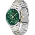 Hugo Boss Champion Silver Gold Stainless Steel Green Dial 44mm Men's Watch 1513871