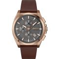 BOSS Grandmaster Brown Leather black dial 44mm Men's watch 1513882