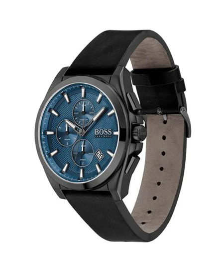 BOSS Grandmaster Grandmaster Black Leather blue dial 46mm Men's watch 1513883