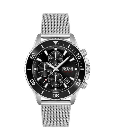 Hugo Boss Admiral Silver Steel black dial 44mm Men's watch 1513904