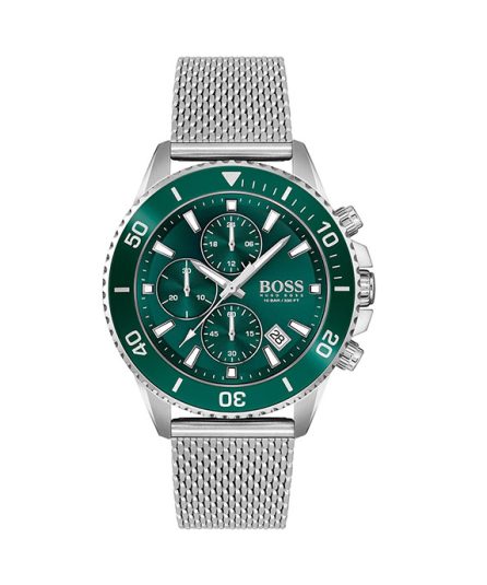 Hugo Boss Admiral Silver Steel green dial 44mm Men's watch 1513905