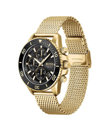 Hugo Boss Admiral Gold Steel black dial 44mm Men's watch 1513906