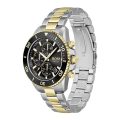 Hugo Boss Admiral Silver/Gold Twotone Stainless Steel Black Dial 44mm Men's Watch 1513908