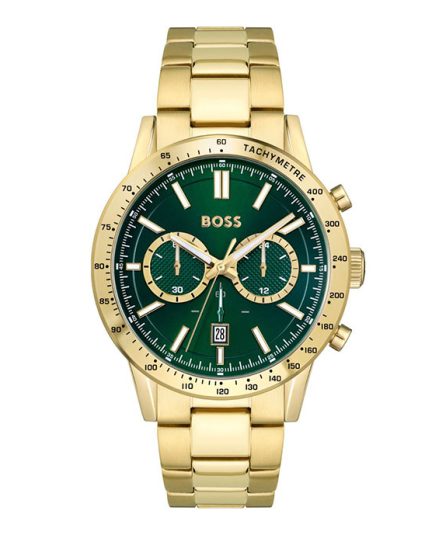 BOSS Allure Gold Steel green dial 42mm Men's watch 1513923