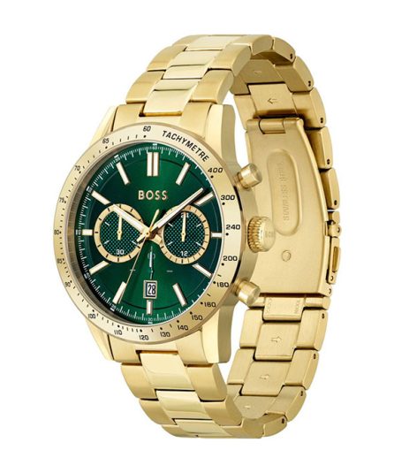 BOSS Allure Gold Steel green dial 42mm Men's watch 1513923