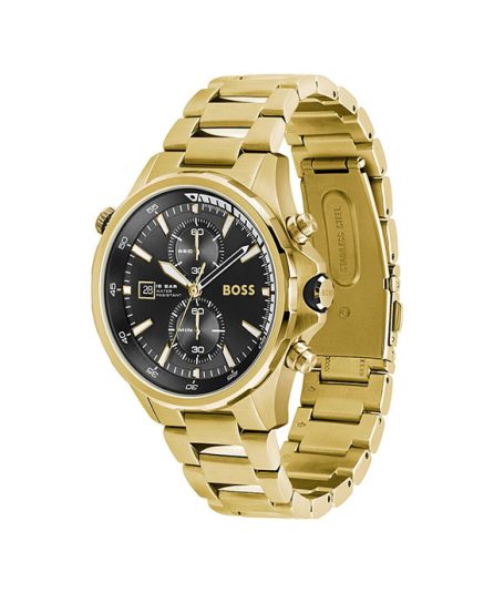 Hugo Boss Globetrotter Gold Steel black dial 44mm Men's watch 1513932