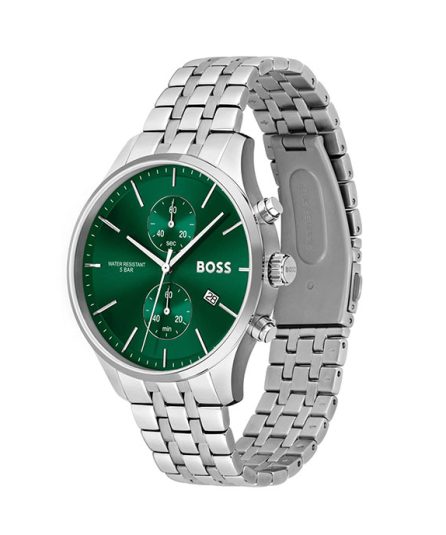 BOSS Associate Associate Silver Steel green dial 42mm Men's watch 1513975