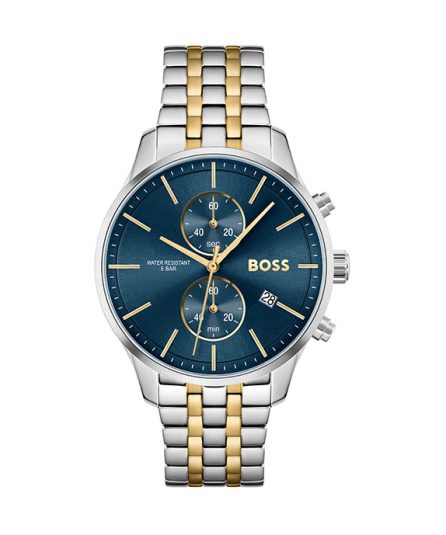 BOSS Associate Silver/Gold Steel blue dial 44mm Men's watch 1513976