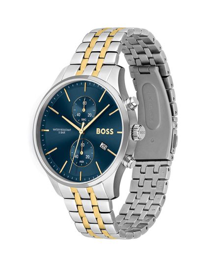 BOSS Associate Silver/Gold Steel blue dial 44mm Men's watch 1513976