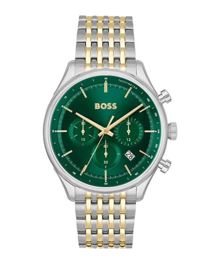 Hugo Boss Gregor Silver/Gold Steel green dial 45mm Men's watch 1514081