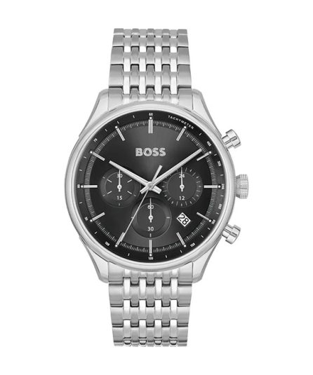 Hugo Boss Gregor Silver Steel black dial 45mm Men's watch 1514082