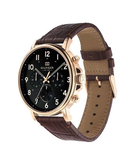 Tommy Hilfiger Brown Leather Gold Dial 44mm Men's Watch 1710379