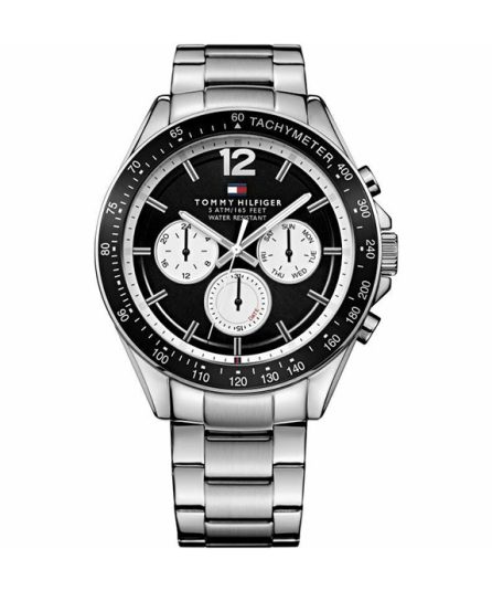 Tommy Hilfiger Luke Silver Steel black dial 42mm Men's watch 1791120