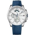 Tommy Hilfiger Decker Blue Silicone White Dial 44mm 1791349