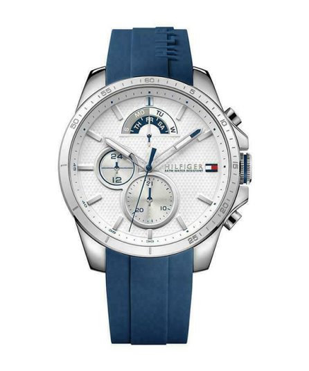 Tommy Hilfiger Decker Blue Silicone White Dial 44mm 1791349