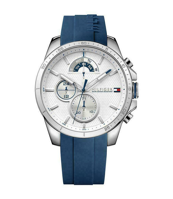 Tommy Hilfiger Decker Blue Silicone White Dial 44mm 1791349