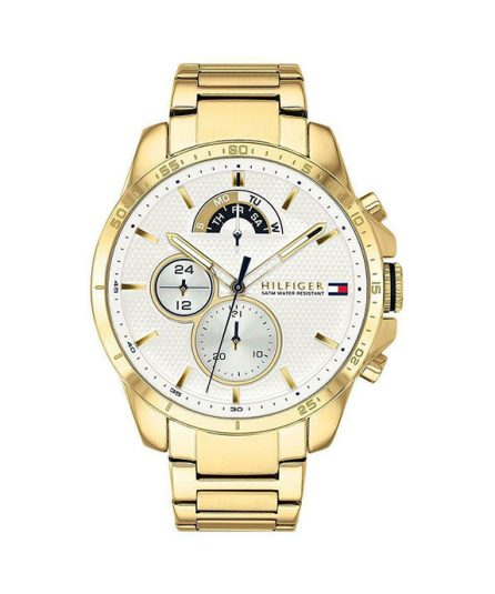 Tommy Hilfiger Decker Gold Steel White Dial 44mm Men's Watch 1791538