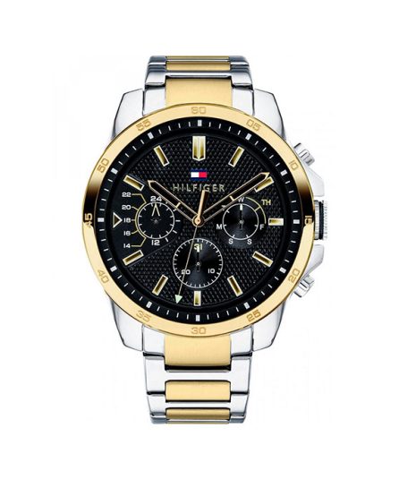 Tommy Hilfiger Decker Silver/Gold Steel Black Dial 44mm Men's Watch 1791559