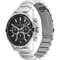 Tommy Hilfiger Mason Silver Steel Black Dial 44mm Men's Watch 1791936