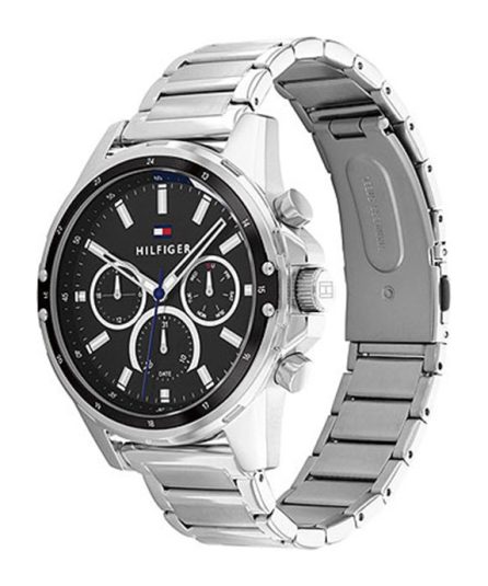 Tommy Hilfiger Mason Silver Steel Black Dial 44mm Men's Watch 1791936