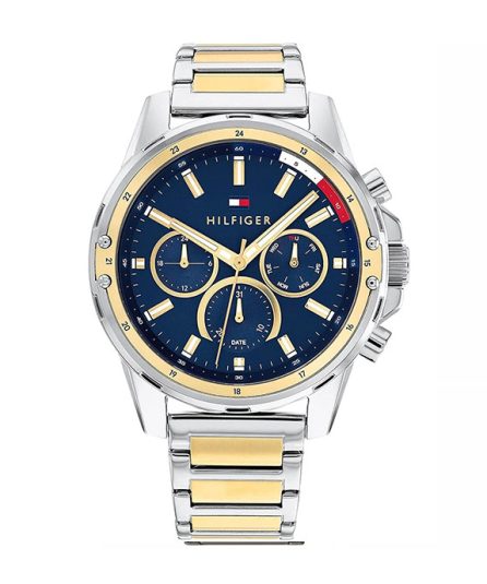 Tommy Hilfiger Mason Silver/Gold Steel Blue Dial 45mm Men's Watch 1791937