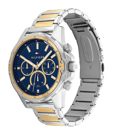 Tommy Hilfiger Mason Silver/Gold Steel Blue Dial 45mm Men's Watch 1791937