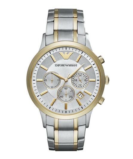 Emporio Armani Renato Silver/Gold Steel White Dial 43mm Men's Watch AR11076