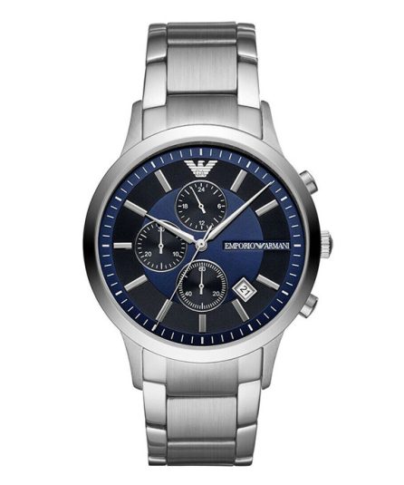 Emporio Armani Renato Silver Steel blue dial 43mm Men's Watch AR11164