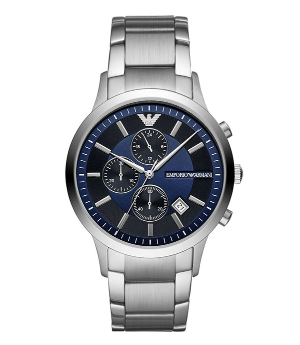 Emporio Armani Renato Silver Steel blue dial 43mm Men's Watch AR11164