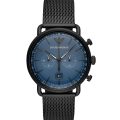 Emporio Armani Aviator Black Steel Blue Dial 44mm Men's Watch AR11201